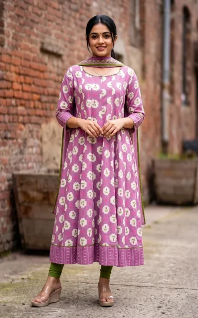Takasha Onion Pink Anarkali (Kurti+Dupatta)